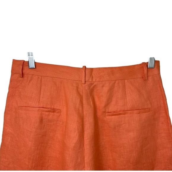 Cami NYC - “Rabia” Tailored Short in Papaya Linen-Blend Pleated - Size 12 Orange - Picture 13 of 17